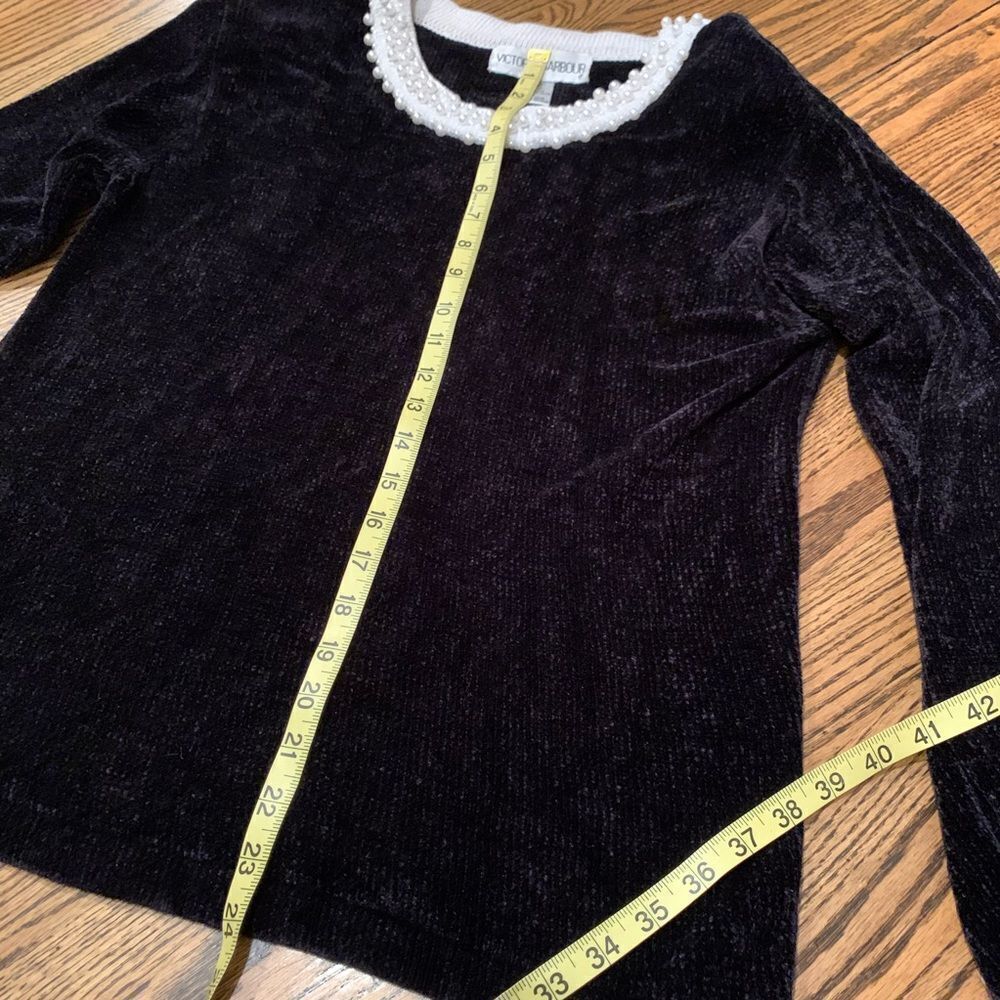 VICTORIA HARBOUR Vty Velour Black Dressy top - Picture 8 of 12